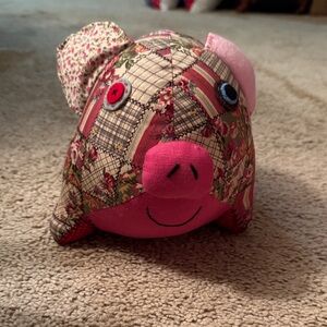 Homemade Floral Patchwork Pig Plush Decor